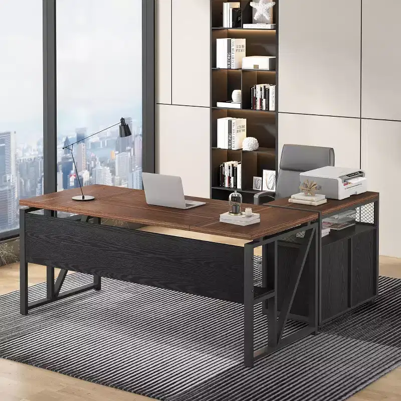 Lantine 63 L Shaped Executive Desk with Drawer Cabinet