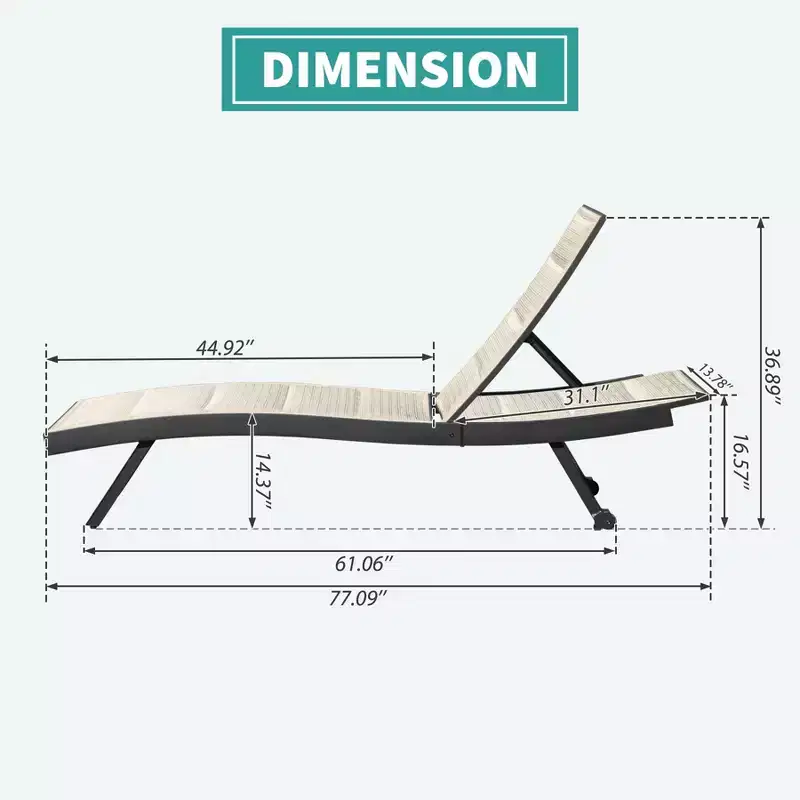 Patio Chaise Lounge of 2-Aluminum Textilene Adjustable Pool Lounger