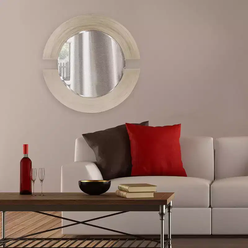 Howard Elliott 36x24 Rectangular Framed Antoni Dressing Mirror Smokey Gray: Modern Style, MDF, Wall Mounted