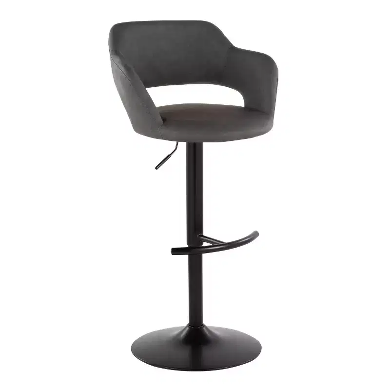 LumiSource Set of 2 Margarite Adjustable Barstools Black PU