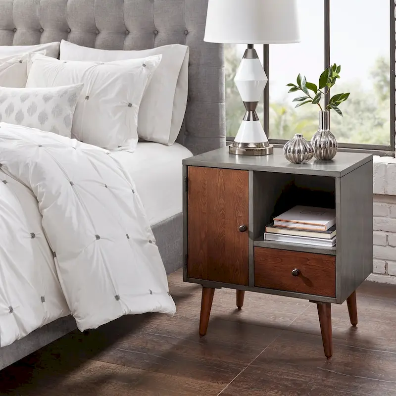 Grey Storage Nightstand