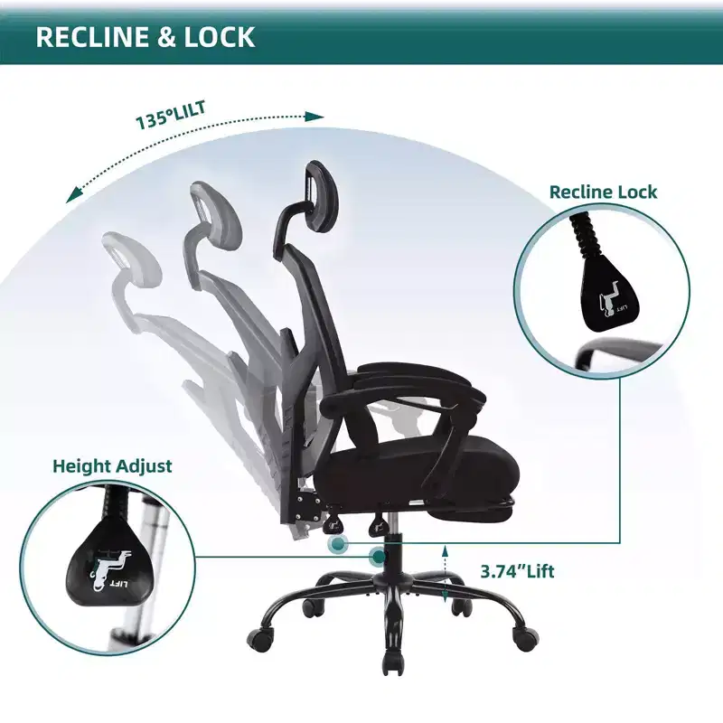 MAYEERTY 360 Swivel Office Chair Height Adjustable Pneumatic Seat 275 Lbs Weight Capacity