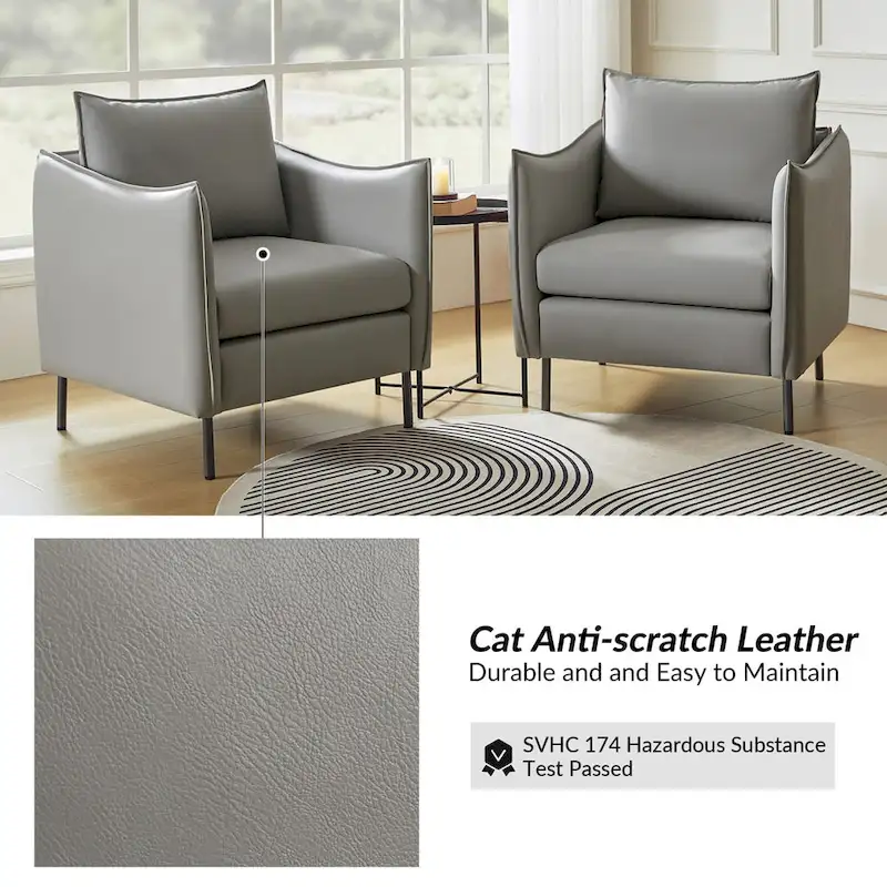 Christopher Modern Anti-scratch Fabric Armchair with Black Metal Legs Set of 2 by HULALA HOME