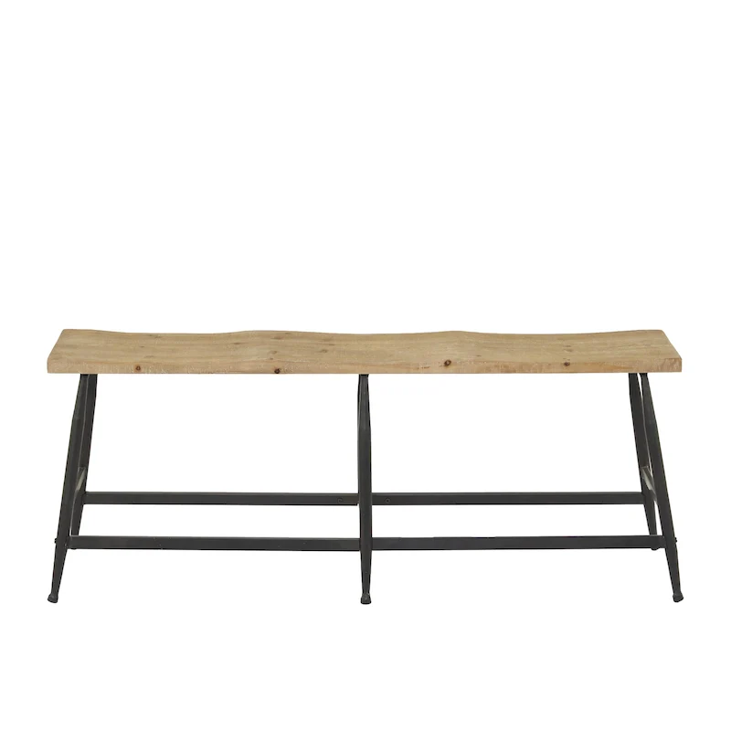 Metal Slim Home Bench - Brown