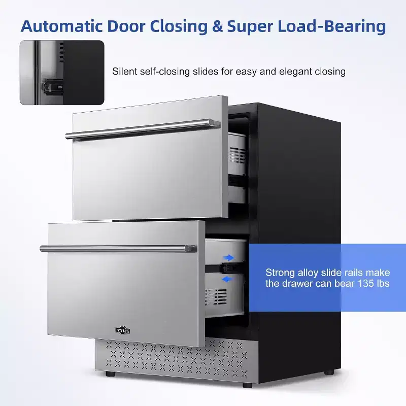 Tylza 23.42-Inch Built-In Stainless Steel Beverage Refrigerator - Home & Commercial Grade Cooler