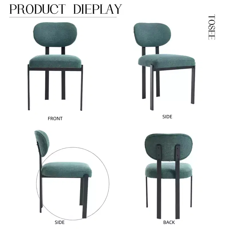 Upholstered Boucle Dining Chairs Set of 2 – Multiple Colors, Metal Legs
