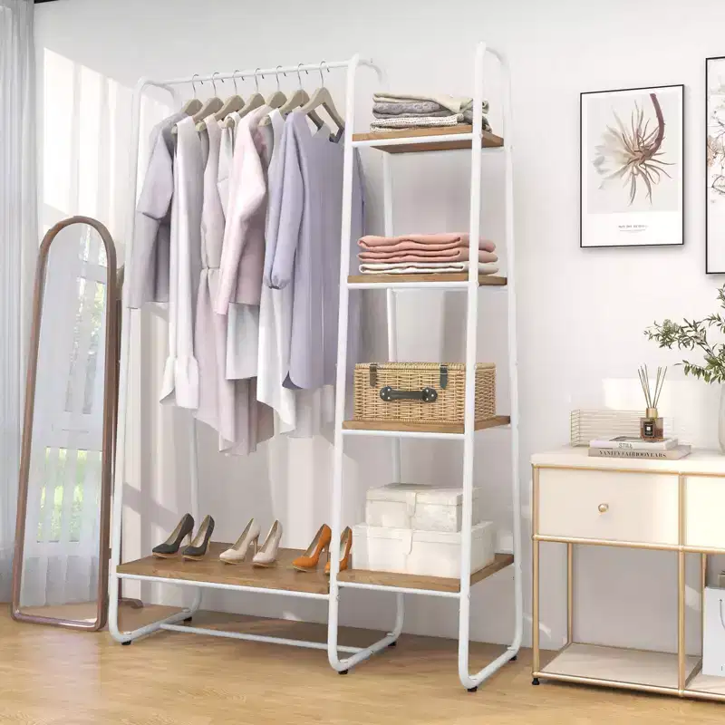 Costway Clothes Garment Rack Free Standing Storage Tower w/Metal Frame White