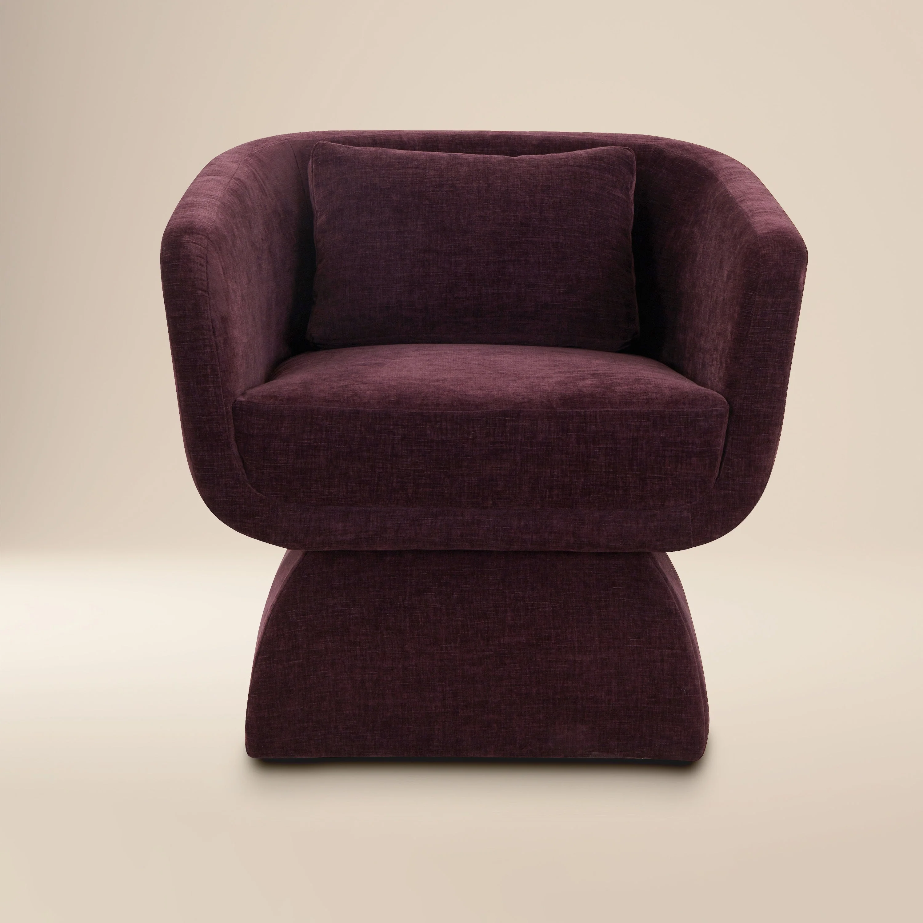 Modern Mello Plum Lounge Chair with Kiln-Dried Wood Frame