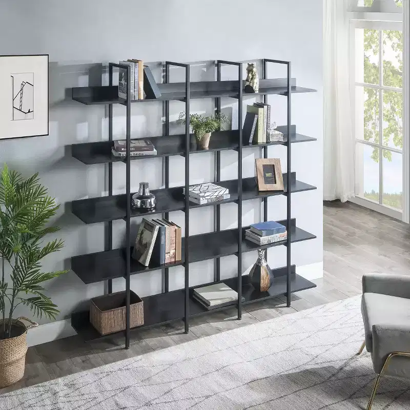 5-Tier Bookcase with Metal Frame Open Bookshelf, 70.87