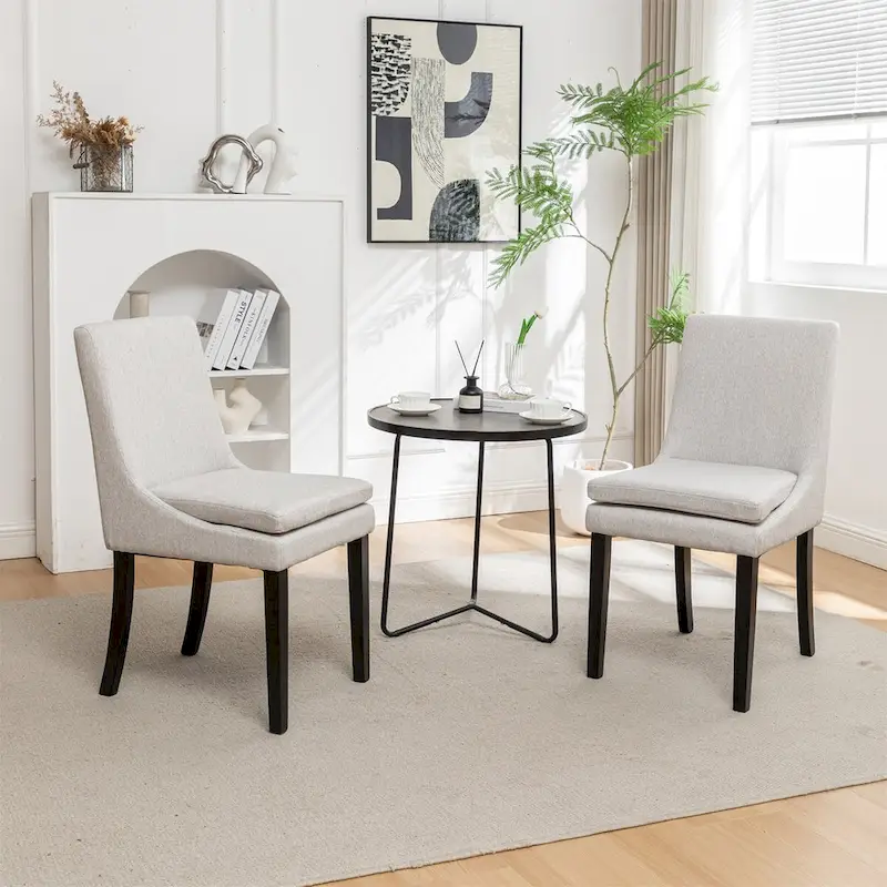 Modern Dining Chairs with Solid Wood Legs (Set of 2)