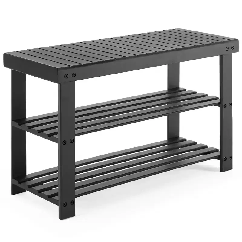 3-Tier Bamboo Shoe Rack Bench, 286 LBS Capacity for Entryway, Bedroom, Living Room and Balcony