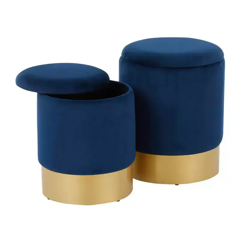 Set of 2 Marla Contemporary Glam Nesting Ottomans