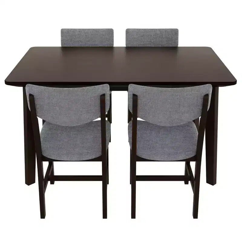 5-Piece Rustic Dining Set with Wood Table and 4 Upholstered Chairs in Espresso