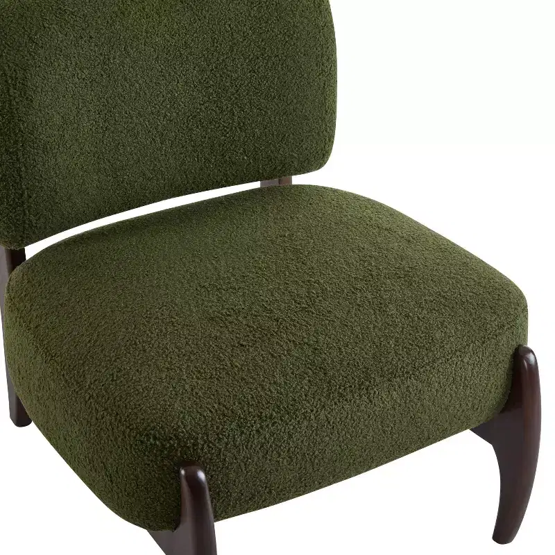 Christopher Knight Home Set of 2 Landon Modern Rubberwood Boucle Upholstered Accent Chairs Green