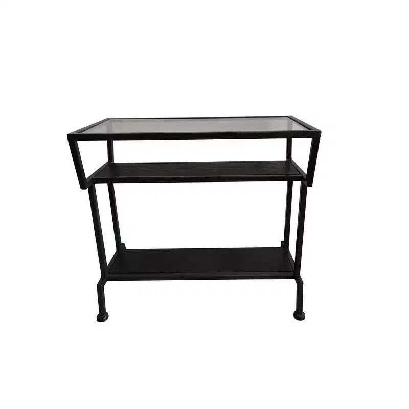 Kings Brand Furniture | Side End Table with Storage Shelves, Black