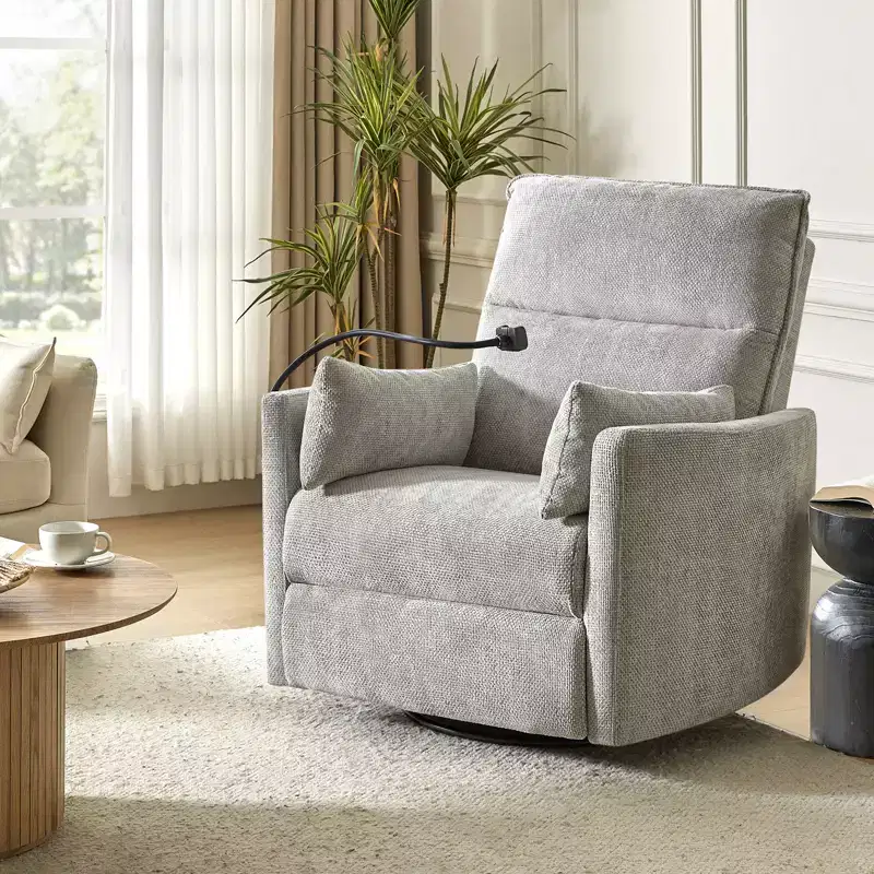 Julius 38 Power Rocking Swivel Nursery Recliner with USB | HULALA HOME