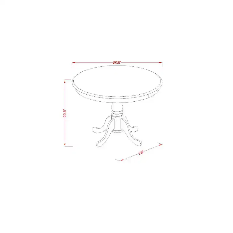 Dining Table Made of Rubber Wood, 36 Inch Round