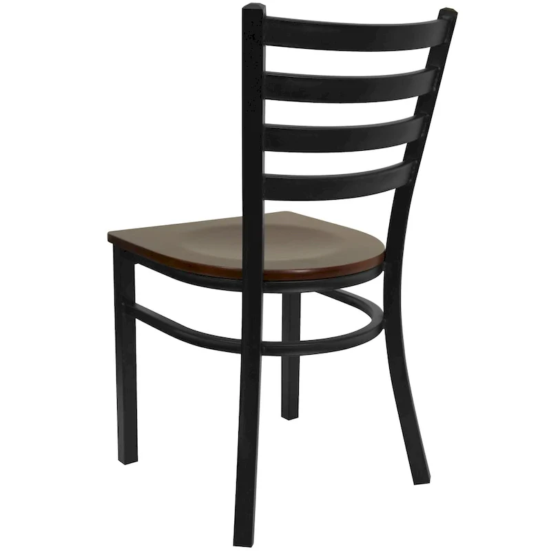 Ladder Back Metal Dining Chair with Wood Seat