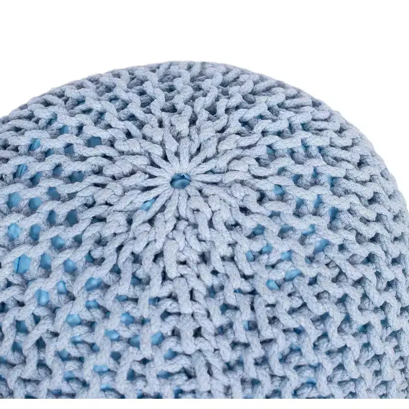 BirdRock Home Round Pouf Foot Stool Ottoman -Soft Blue