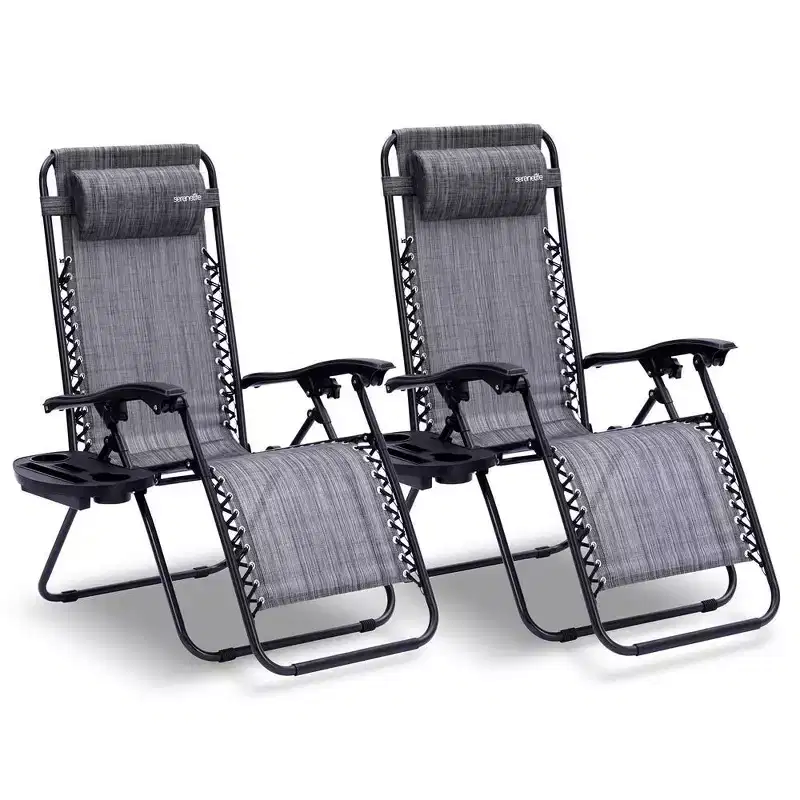 SereneLife Adjustable Zero Gravity Chair Set with Side Table