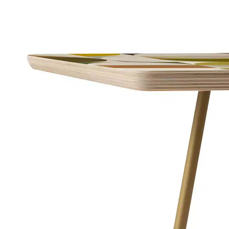 The Old Art Studio Mid Century Side Table White/Gold - Deny Designs: Baltic Birch, Steel Legs, Matte Finish
