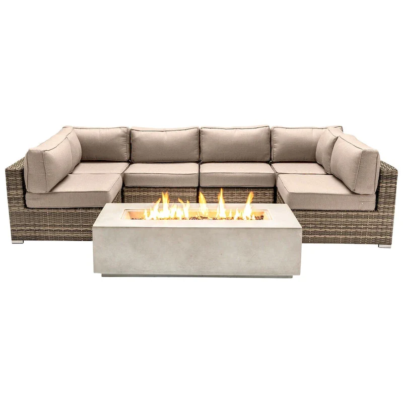 LSI 4 Person Seating Group With Firepit And Sunbrella Cushions