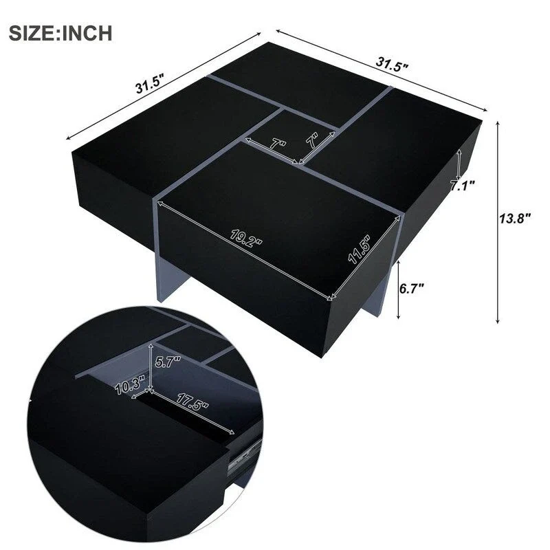 Unique Design Coffee Table with Extendable Sliding Tabletop