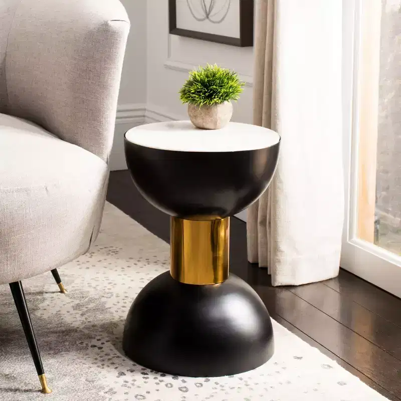 Zephyr Round Accent Table - ACC3212 - White/Black - Safavieh