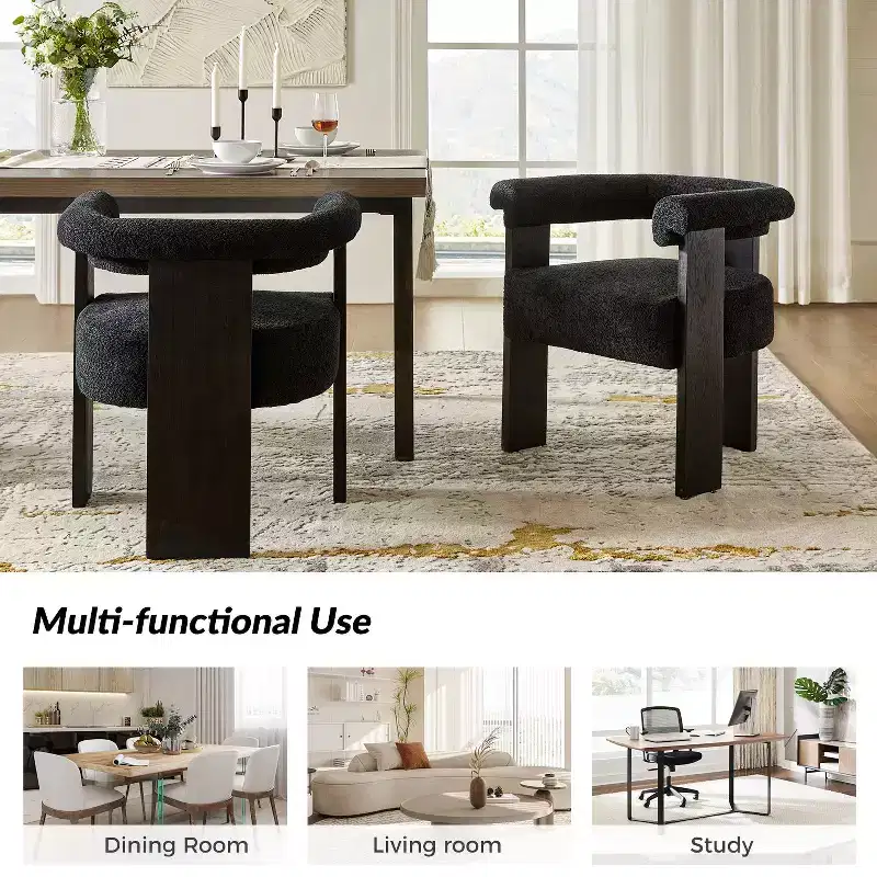 Gerry Boucle Dining Chair Set of 6 With Round Solid Back|ART OF LIVING DESIGNS
