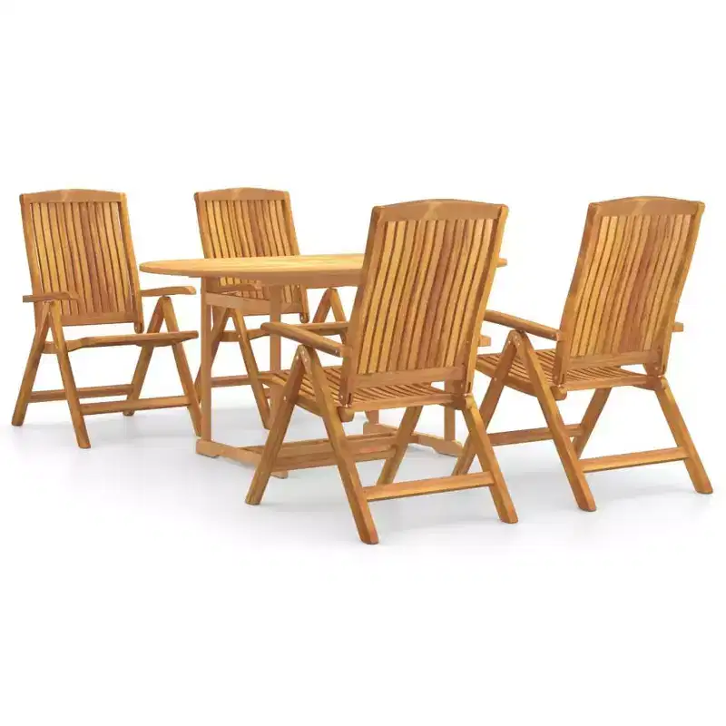 vidaXL Garden Dining Set Natural Teak Solid Teak Wood Medium Foldable