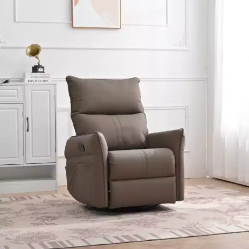 PU Rocking Recliner, 360-degree Rotating & Sliding Baby Rocking Chair, Modern Small Rocking & Rotating Recliner For Bedroom