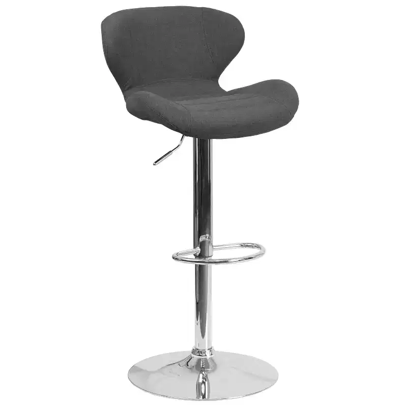 Flash Furniture Contemporary Adjustable Height Barstool with Curved Back and Chrome Base