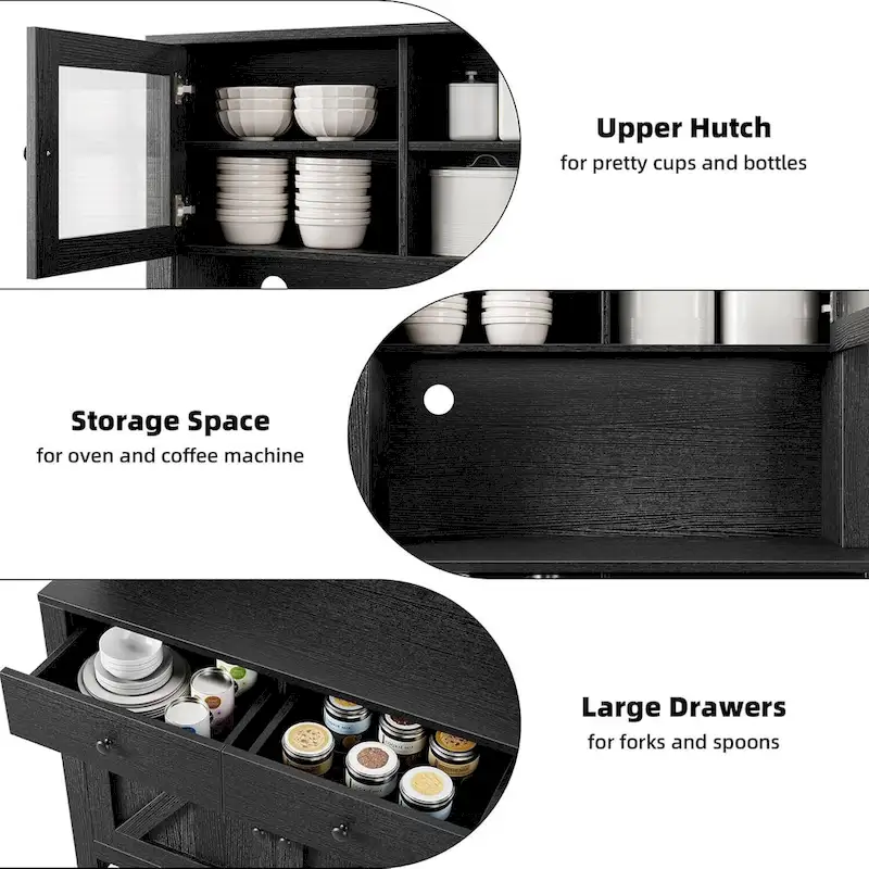Kitchen Pantry Cabinet with Microwave Stand
