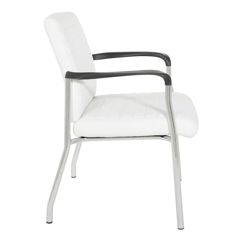 Guest Chair with Faux Leather and Chrome Frame