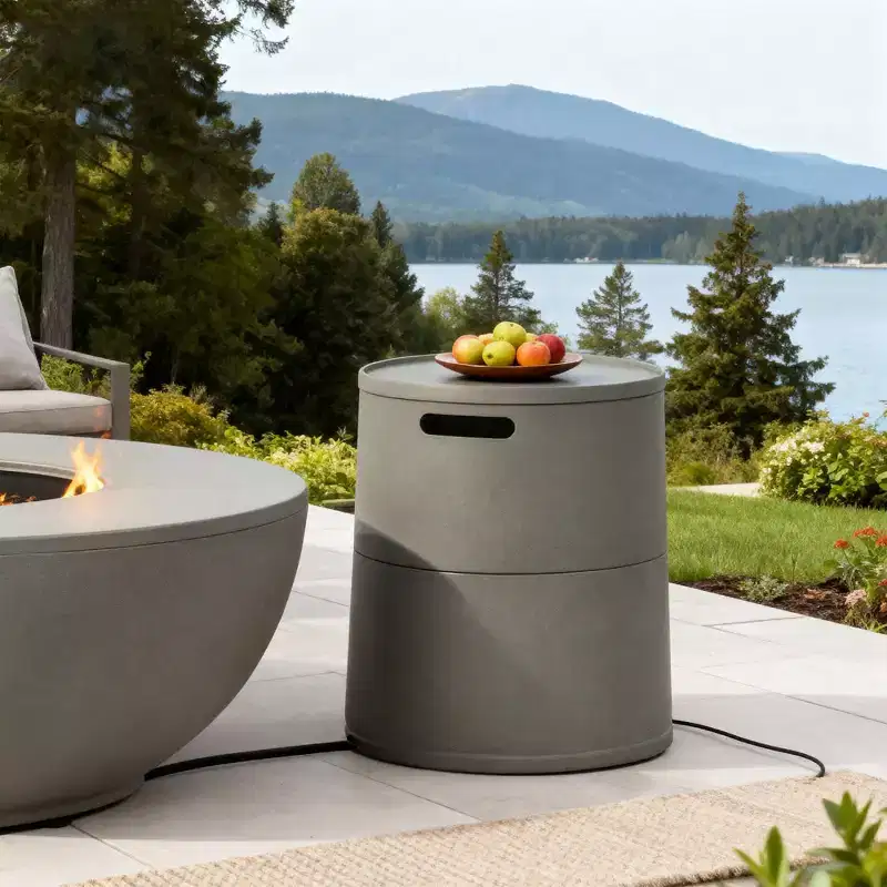 Steel Propane Tank Cover Round Tank Holder Hide-away Side Table
