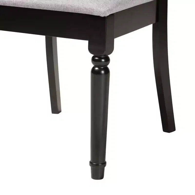 5-Piece Round Dining Set 4 Upholstered Chairs Rubberwood Cut-Out Back Foam Padded Seats