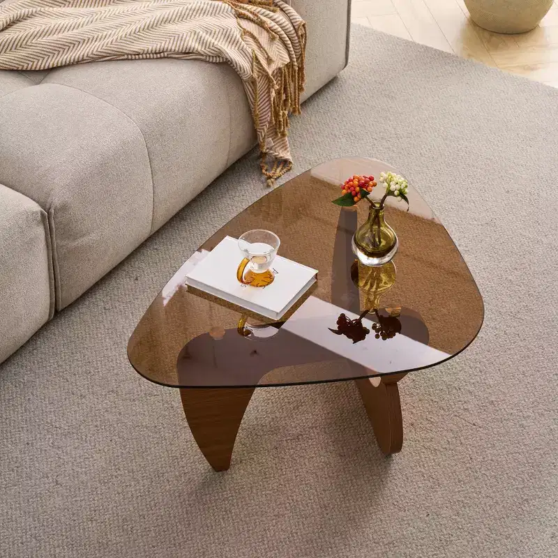 Century Modern Wood Center Table Small Farmhouse Coffee Table for Living Room, Brown