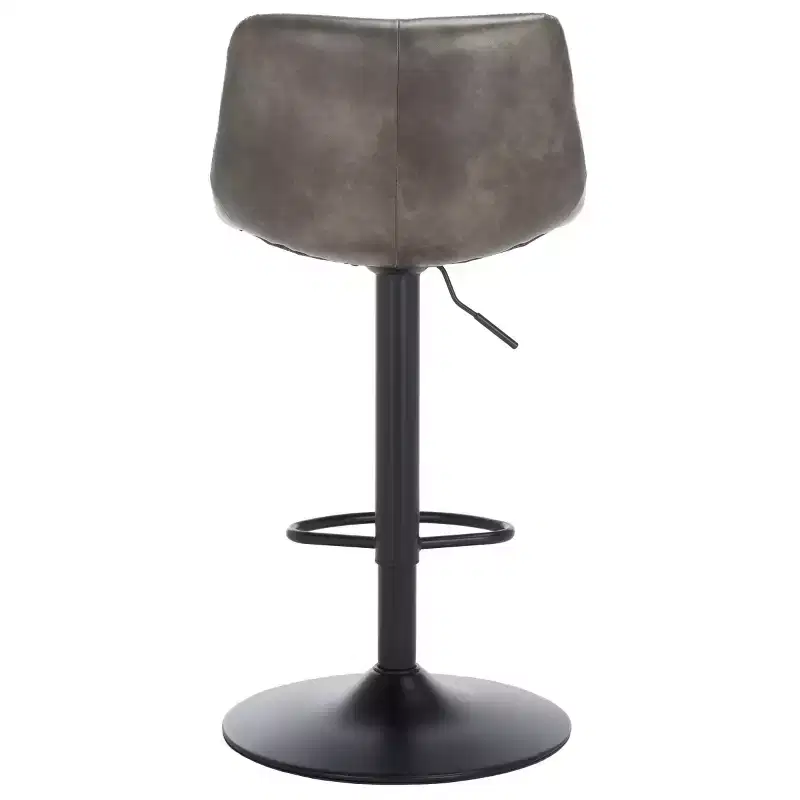Adjustable Bar Stool, Iron Frame, PU Leather Seat, 360° Swivel, Footrest, 275LBS