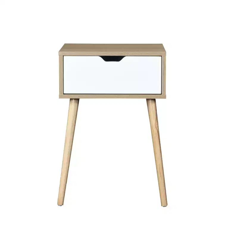 Multicolored Mid-Century Nightstand with 1 Drawer | MDF | For 1 Person