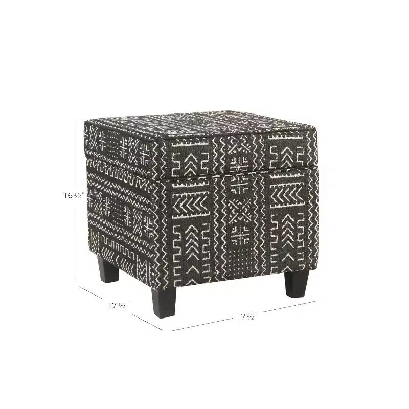 Square Storage Ottoman with Lift Off Top Onyx - HomePop: Upholstered, Rectangular Shape