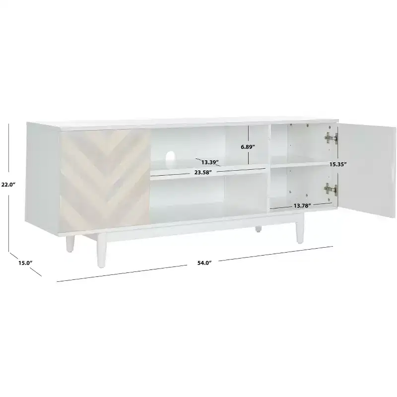Tay 2 Shelf Pattern Media Stand - MED5012 - White Washed - Safavieh
