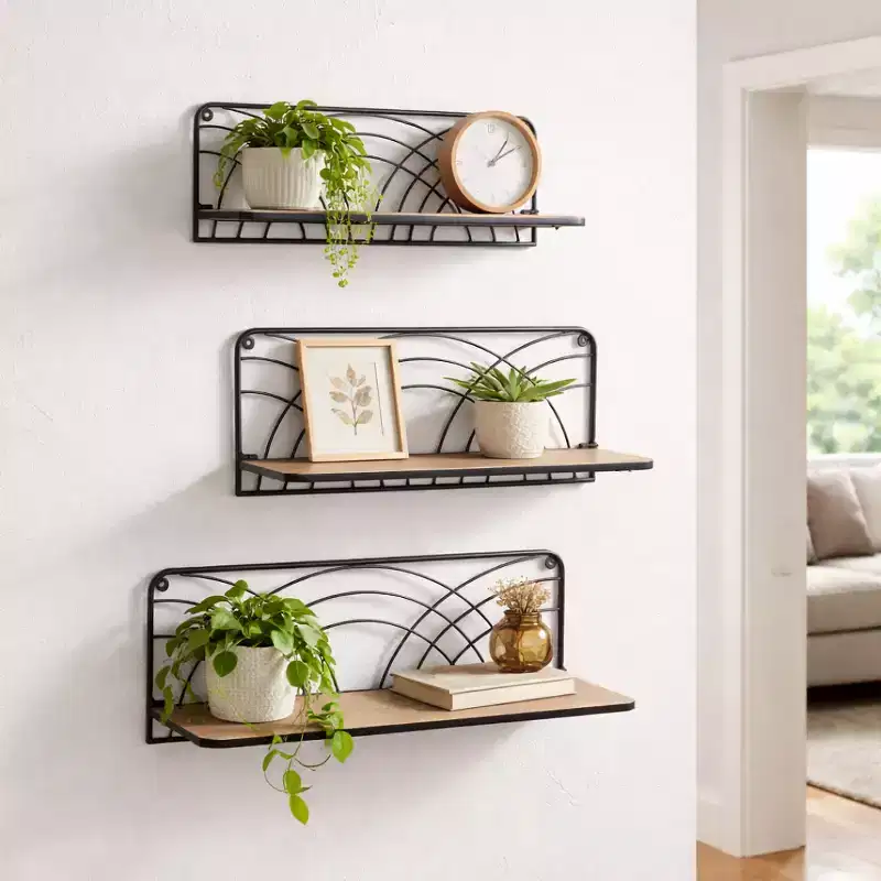 Ceramic Planter with Wooden Stand - Decorative Planter Pot for Indoor & Outdoor Plants, Modern Home & Garden Dcor - 8 Black