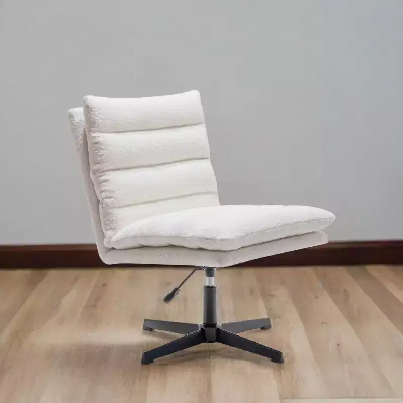 Zeus & Ruta 22.83 in.W Swivel Accent Chair Cross Legged Office Chair with Adjustable Armless