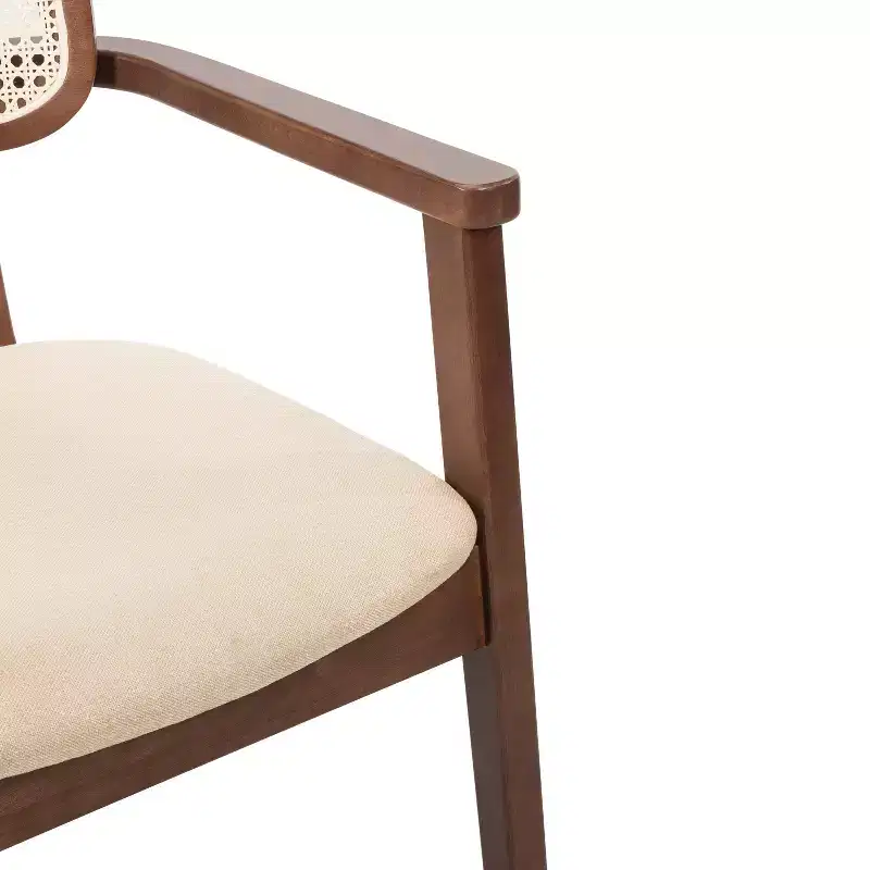 Christopher Knight Home Amaris Mid-Century Modern Wood Upholstered Dining Chair with Rattan-Weave Backrest (Set of 6)