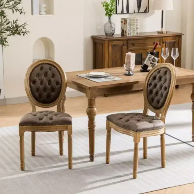 Dining Chairs Set of 2 with Hard Wood Frame, Dining Chairs with Upholstered, French Country Farmhouse Style