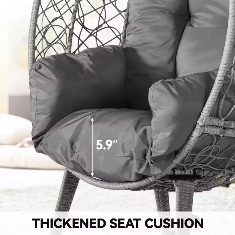Rocking Egg Chair Wicker Patio Chair Resilient Egg Lounger Chair with Cushioned