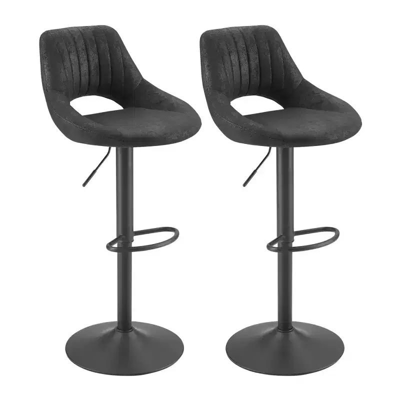 HOMLUX Adjustable Barstools Set of 2 Open Backrest Swivel Bar Height Chairs