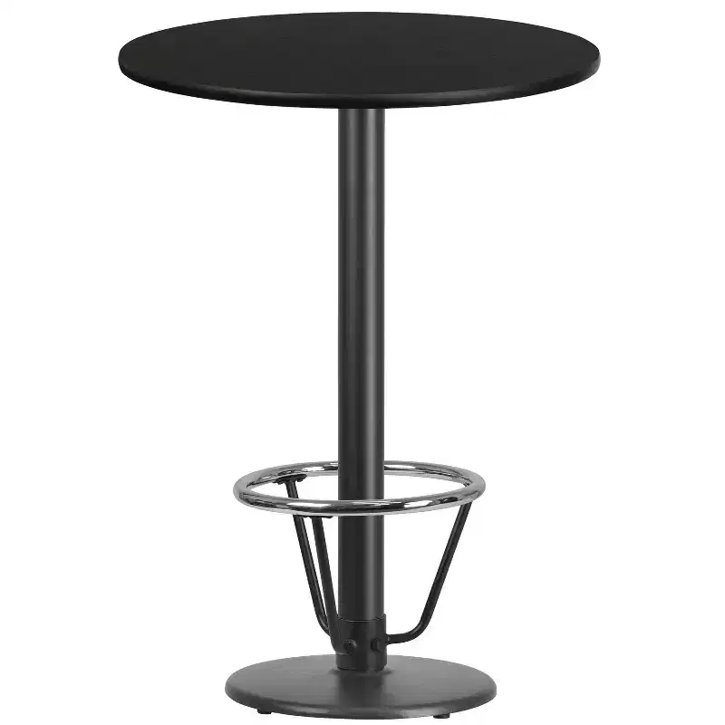 Emma and Oliver 30 Round Laminate Bar Table with 18 Round Foot Ring Base