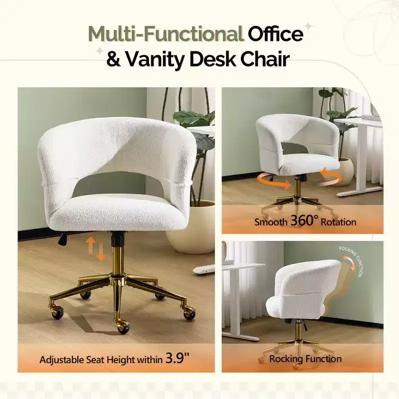 | 25.1 Inch Velvet Ring Backrest Swivel Office Chair