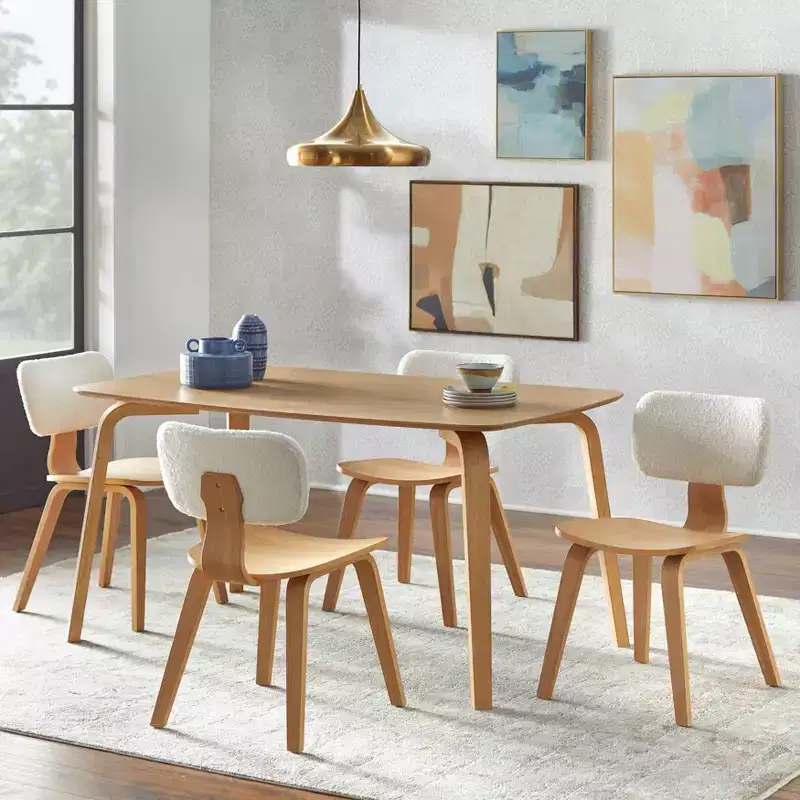 Rectangular Dining Table Natural Light Oak Mid-Century Modern